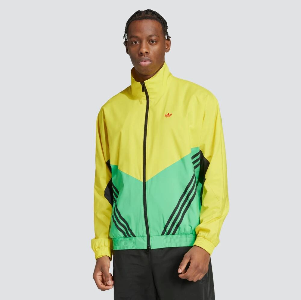 ADIDAS Originals Warm Up Track Jacket Green Yellow Sz L $119 {OO11}